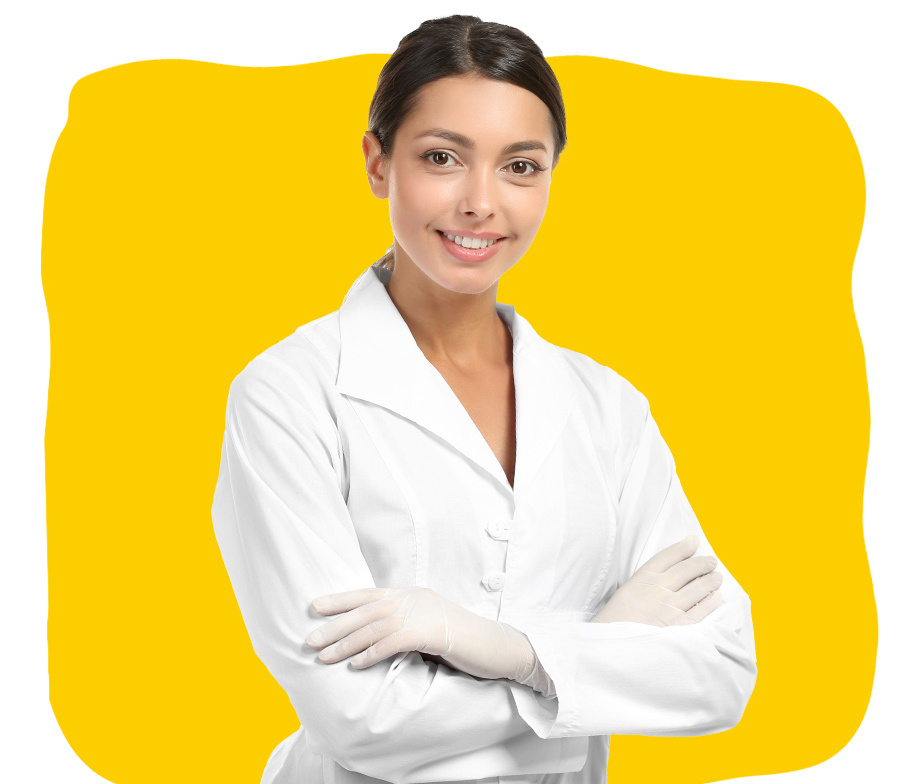 Clinical Trials and research translator with crossed arms wearing white coat