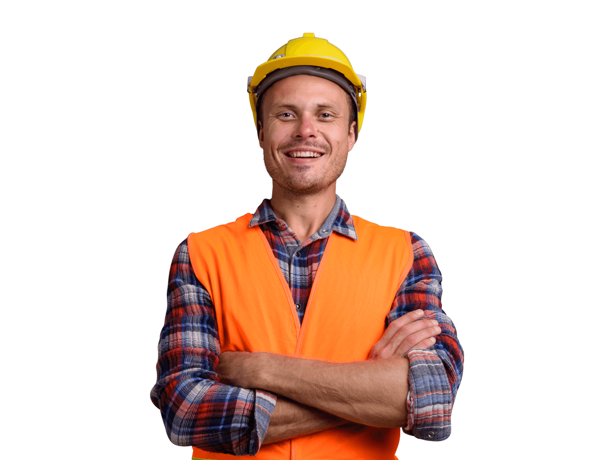 Mining translation services man in an orange vest and hard hat