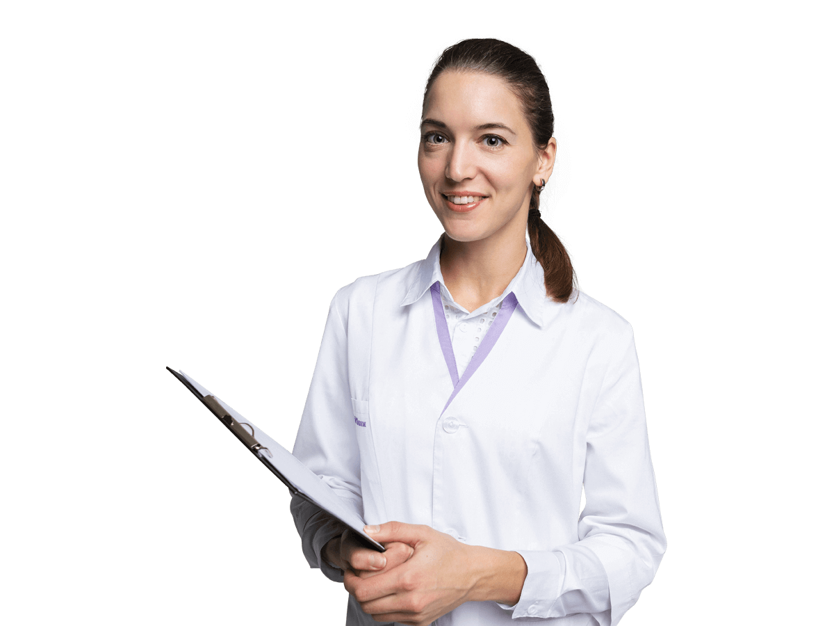 Pharmacovigilance expert translation services Female doctor with clipboard